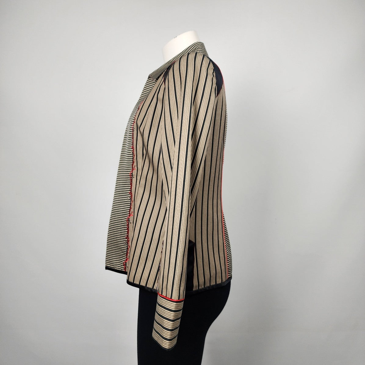 Spirit Brown Silk & Cotton Striped Blazer Size 6