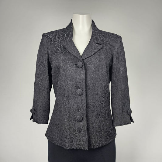 Linea Domani Black Lace Three Button Blazer Size M