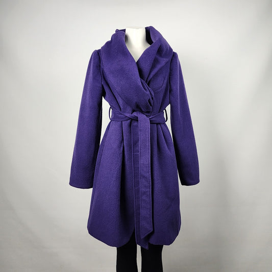 Pink Martin Purple Collared Wrap Coat Size L