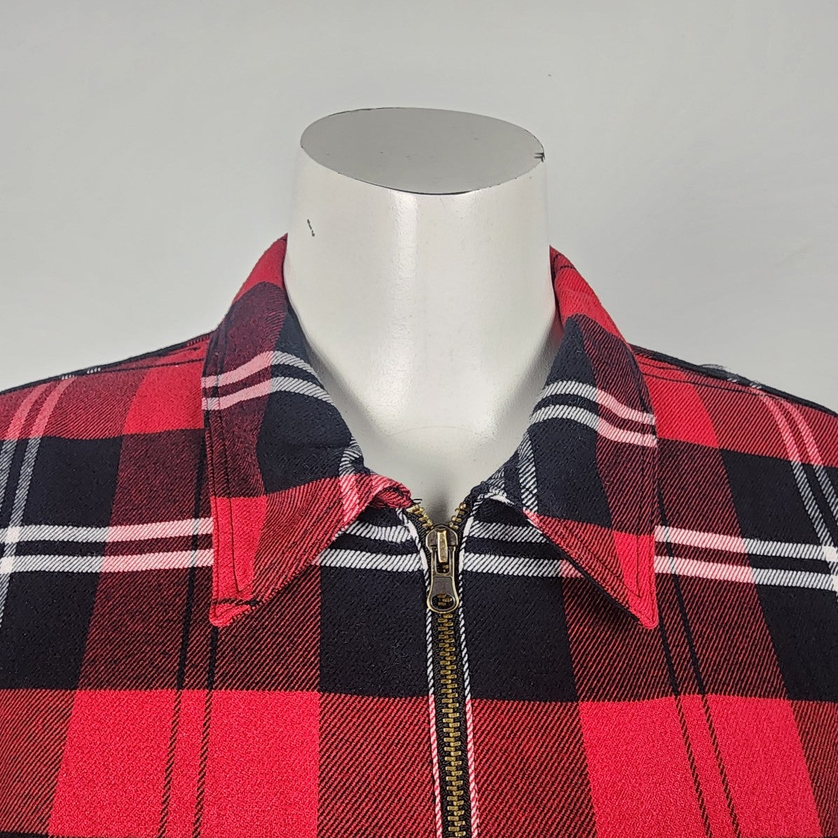 Chaps Red Plaid Zip Up Jacket Size XL