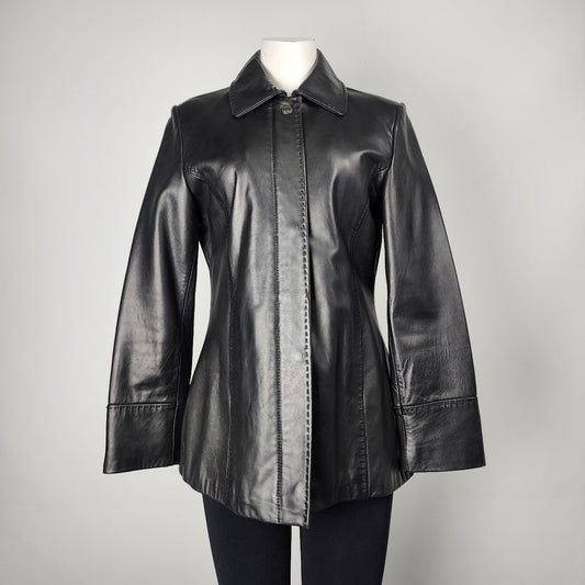 Calvin Klein Black Genuine Leather Zip Up Jacket Size S