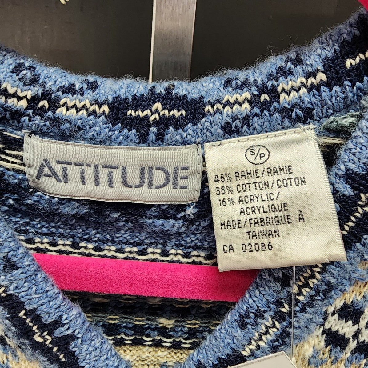 Vintage Attitude Blue Cotton Button Up Vest Size S