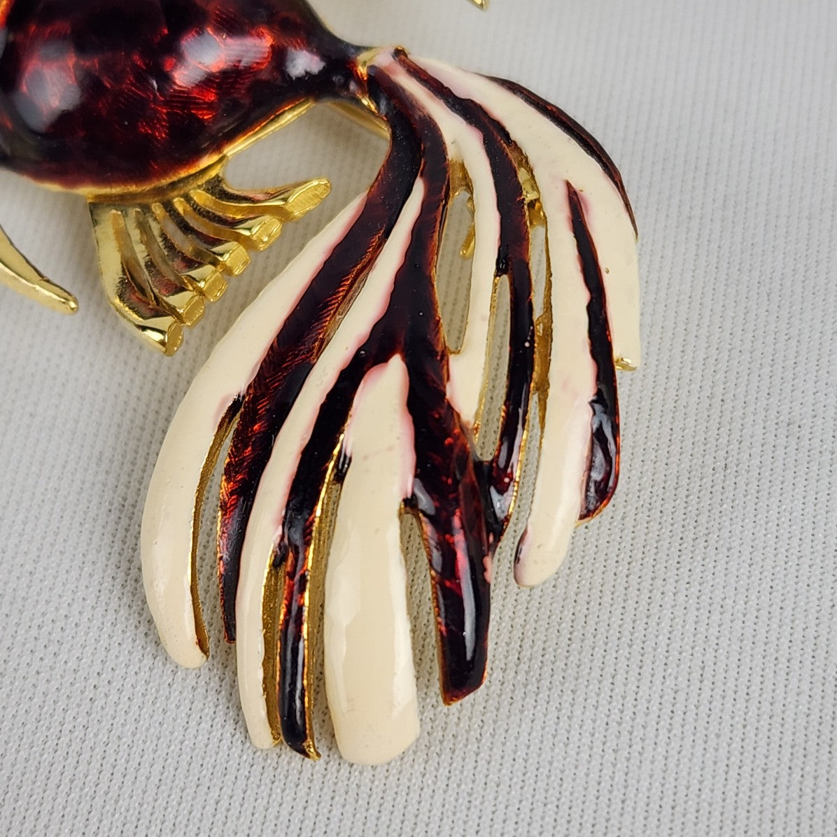 Vintage Gold Tone Purple Fish Brooch