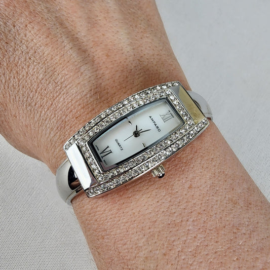Amparo Silver Studded Hinge Watch