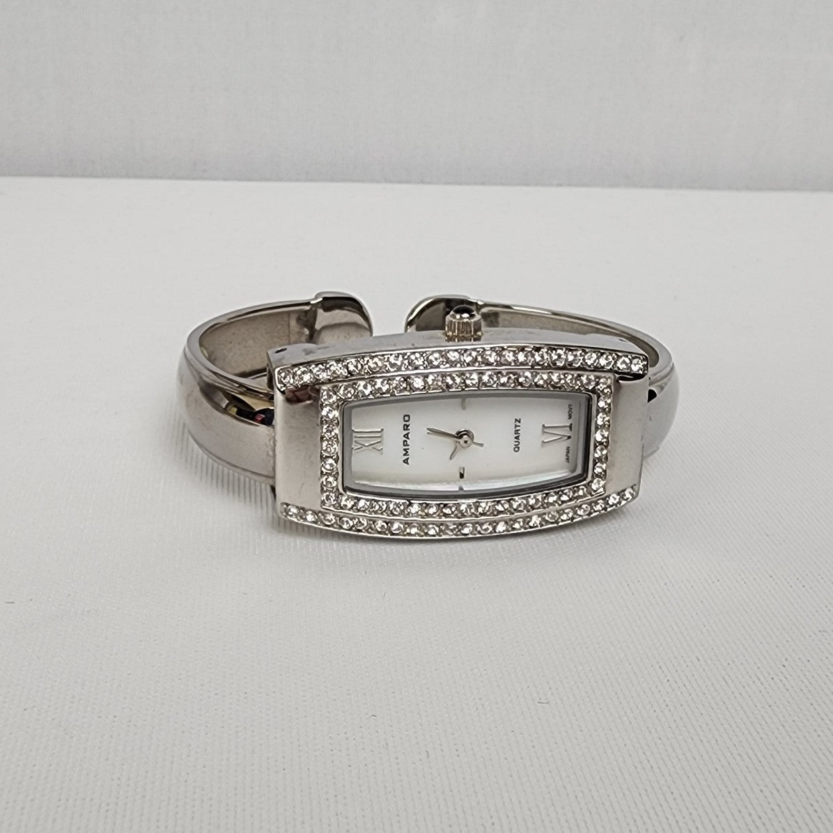 Amparo Silver Studded Hinge Watch