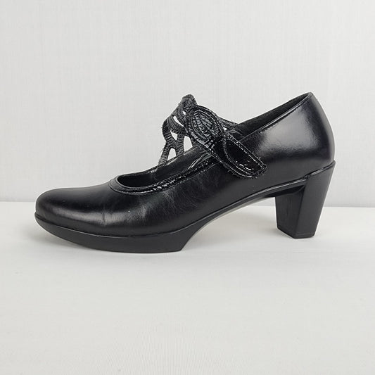 Naot Black Leather Mary Jane Heeled Shoes Size 6.5