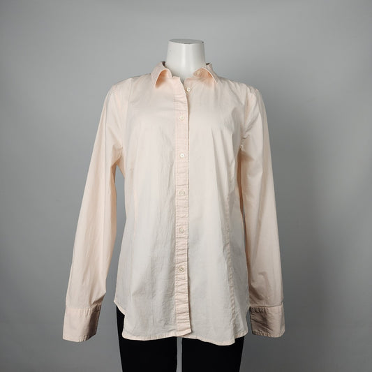 J.Crew Peach Cotton Button Up Collared Long Sleeve Top Size L