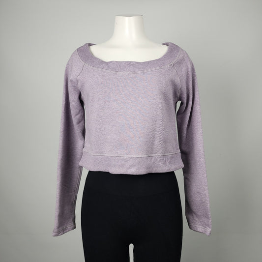 Lululemon Purple Cotton Crop Long Sleeve Sweat Shirt Top Size 8
