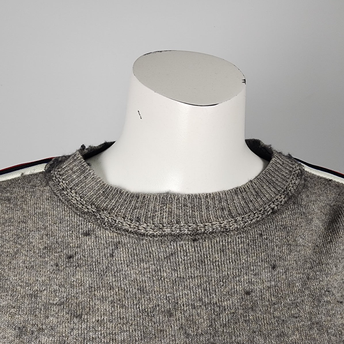 Isabel Etoile Marant Grey Cotton Blend Striped Sleeve Sweater Size S