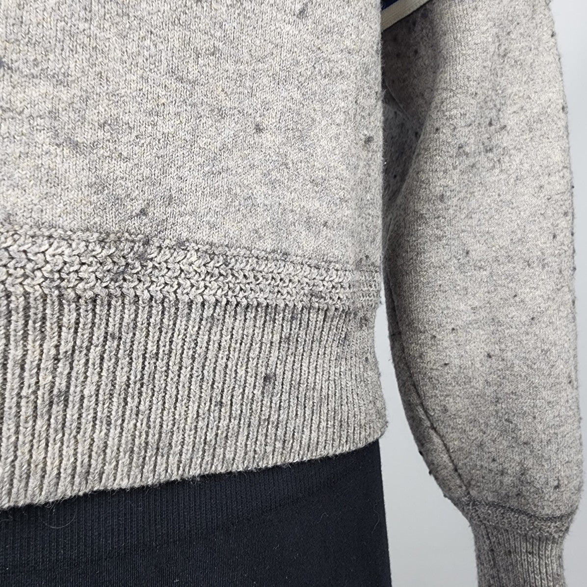 Isabel Etoile Marant Grey Cotton Blend Striped Sleeve Sweater Size S