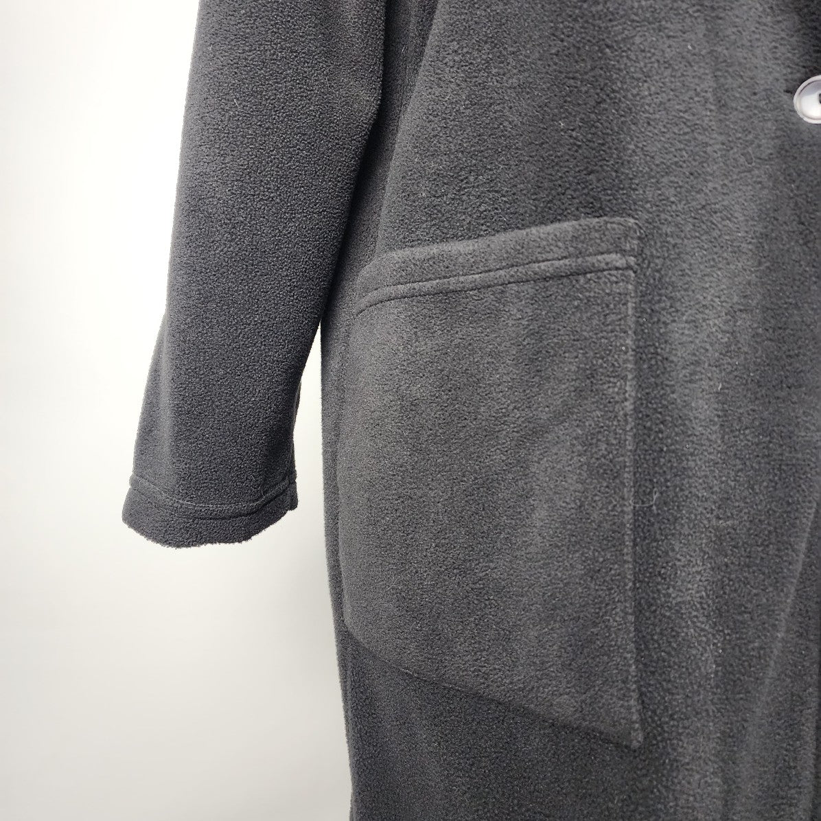 Design KD Black Button Up Fleece Long Jacket Size M