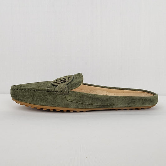 Ralph Lauren Green Suede Slip On Mule Shoes Size 7.5