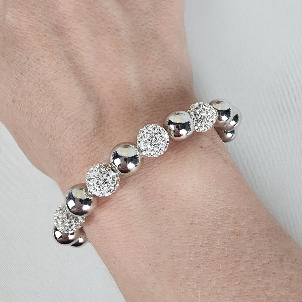Fifth Avenue Collection Silver Life's a Ball Rhinestone Studded Bracelet