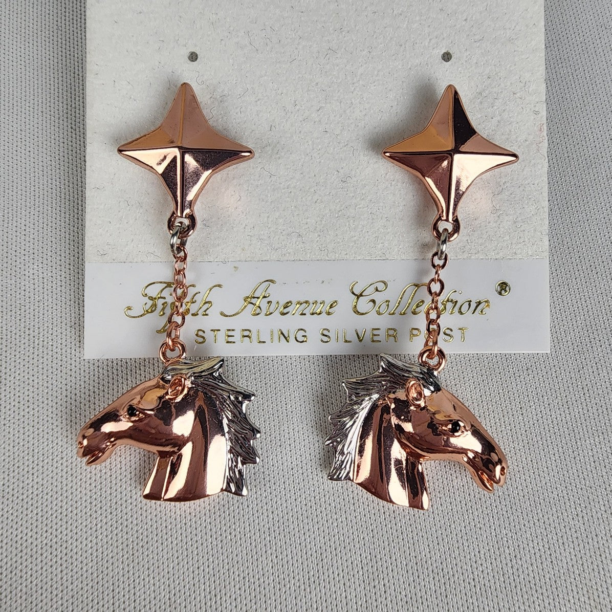 Fifth Avenue Collection Rose Gold Horse Pendant Necklace & Earring Set