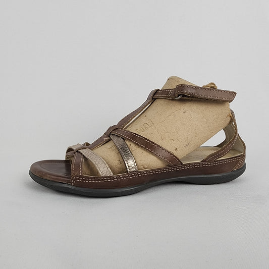 Ecco Brown Leather Strappy Sandals Size 6