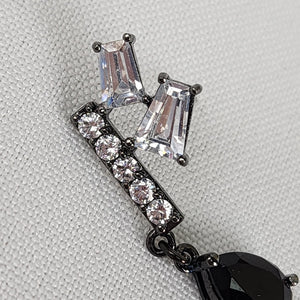Fifth Avenue Collection Black Teardrop Faceted Stone Rhinestone Earrings