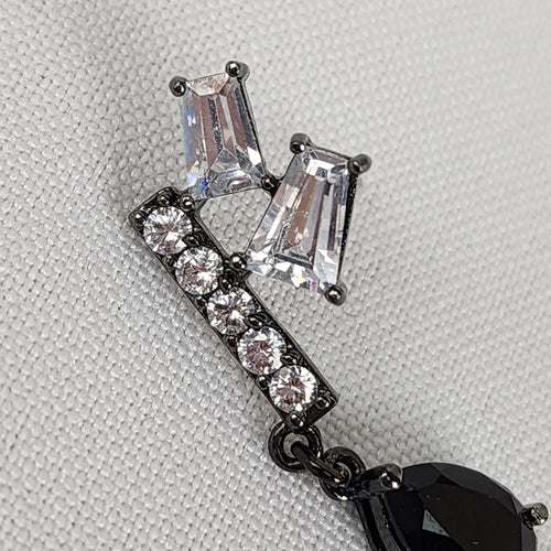 Fifth Avenue Collection Black Teardrop Faceted Stone Rhinestone Earrings