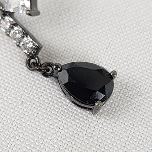 Fifth Avenue Collection Black Teardrop Faceted Stone Rhinestone Earrings
