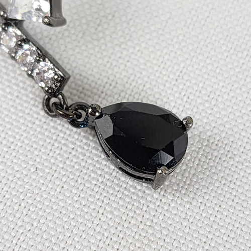 Fifth Avenue Collection Black Teardrop Faceted Stone Rhinestone Earrings