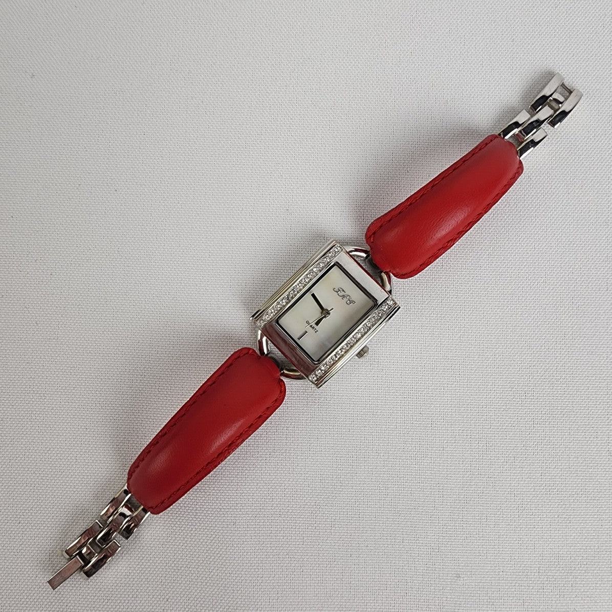 Fifth Avenue Collection Red Leather Silver Tone Watch