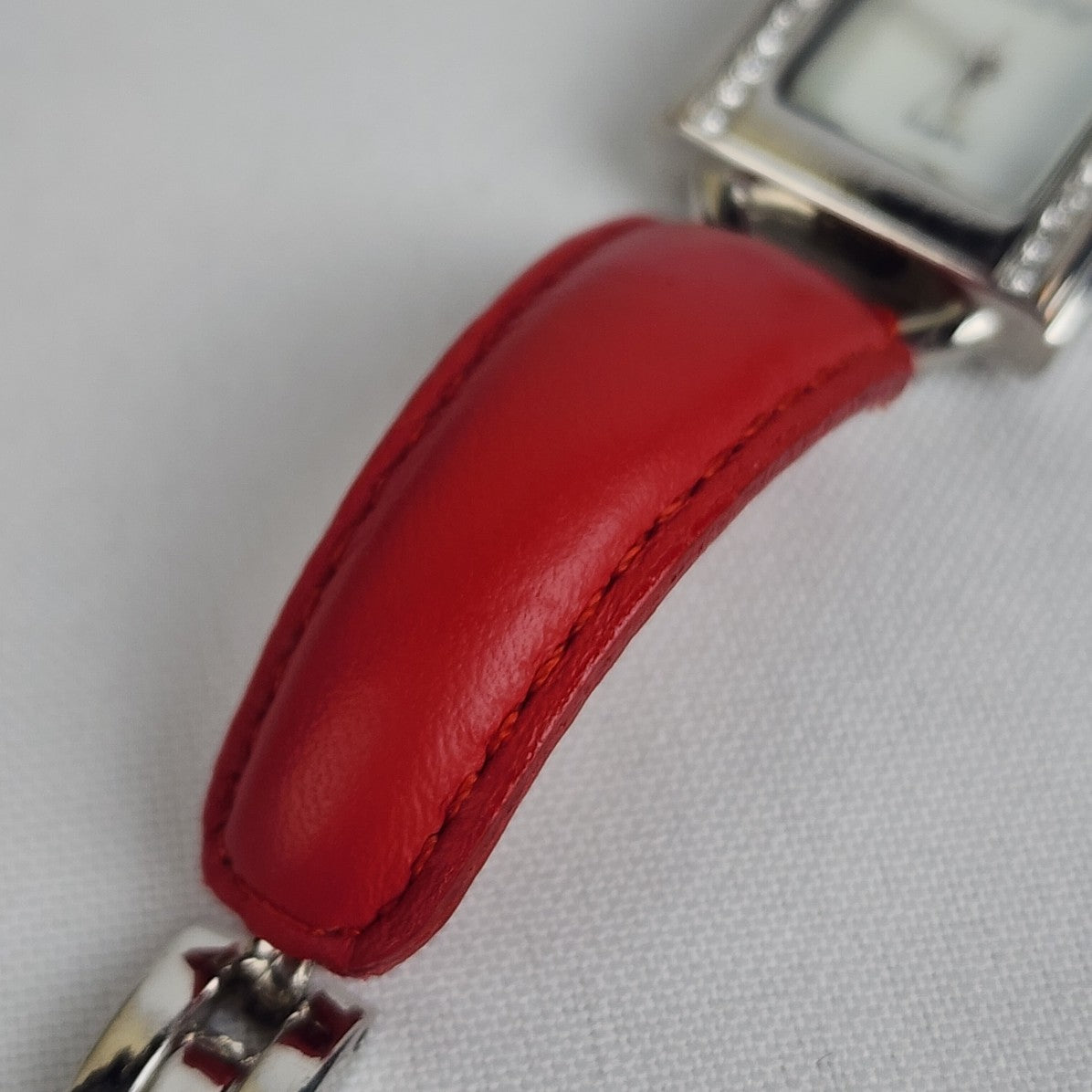 Fifth Avenue Collection Red Leather Silver Tone Watch