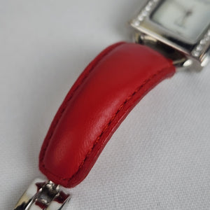 Fifth Avenue Collection Red Leather Silver Tone Watch