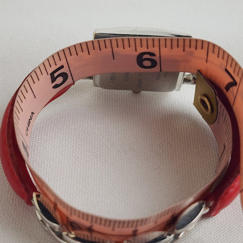 Fifth Avenue Collection Red Leather Silver Tone Watch