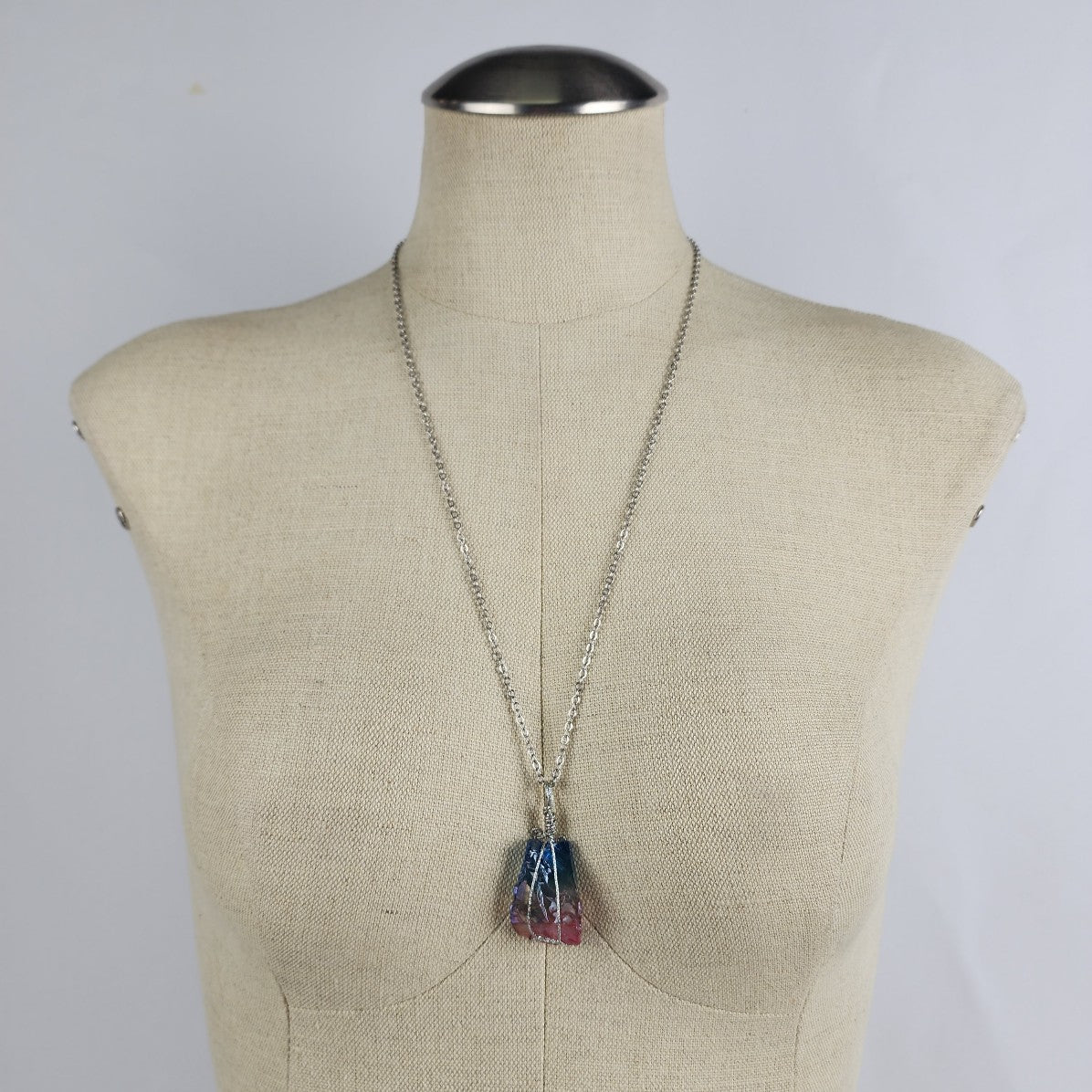 Fifth Avenue Collection Chase the Rainbow Natural Stone Silver Chain Necklace