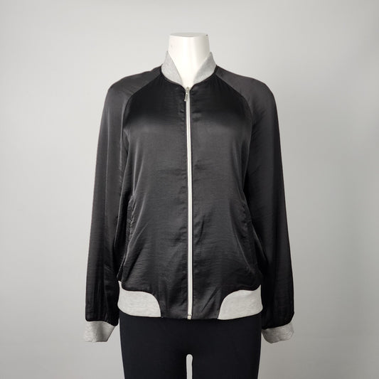 Vero Moda Black & Grey Bomber Zip Up Jacket Size L