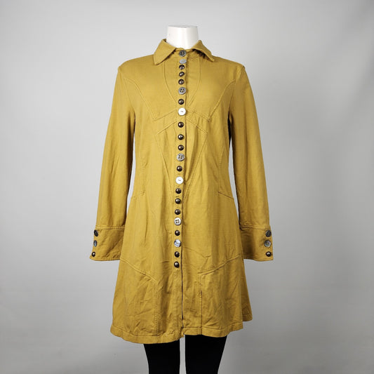 Neon Buddha Yellow Cotton Collared Button Up Jacket Size M