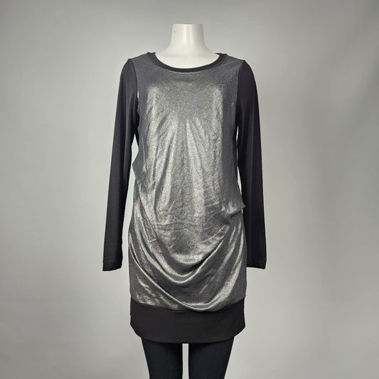 Sandwich Black & Silver Long Sleeve Tunic Top Dress Size M