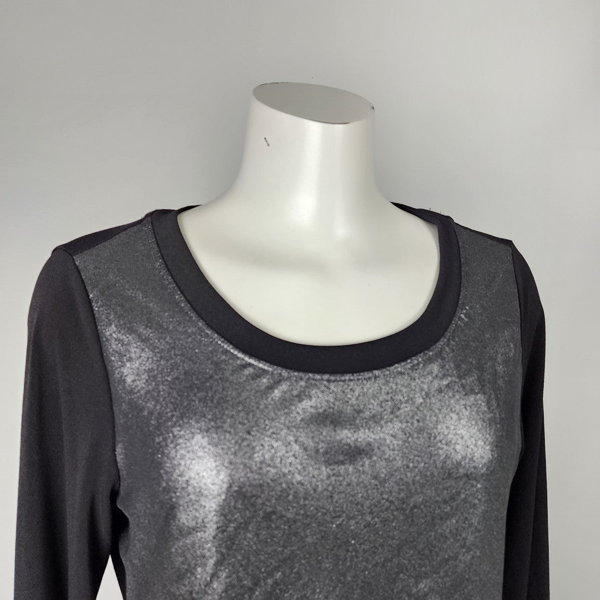 Sandwich Black & Silver Long Sleeve Tunic Top Dress Size M