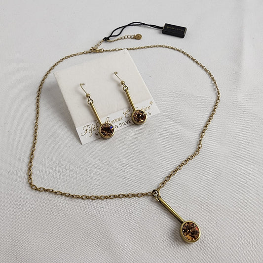 Fifth Avenue Collection Bronze Drop Pendant Necklace & Drop Earrings Set