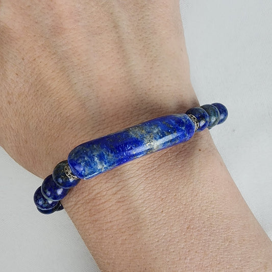 Fifth Avenue Collection Blue Genuine Charm Blue Natural Stone Stretch Beaded Bracelet