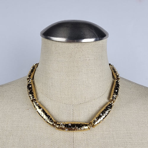Fifth Avenue Collection Gold Tone Statement Necklace & Square Earrings Set