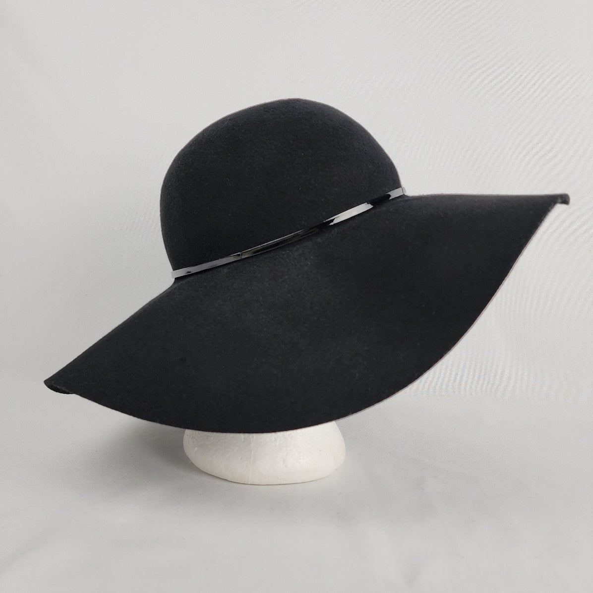French Connection Black Wool Wide Brim Hat