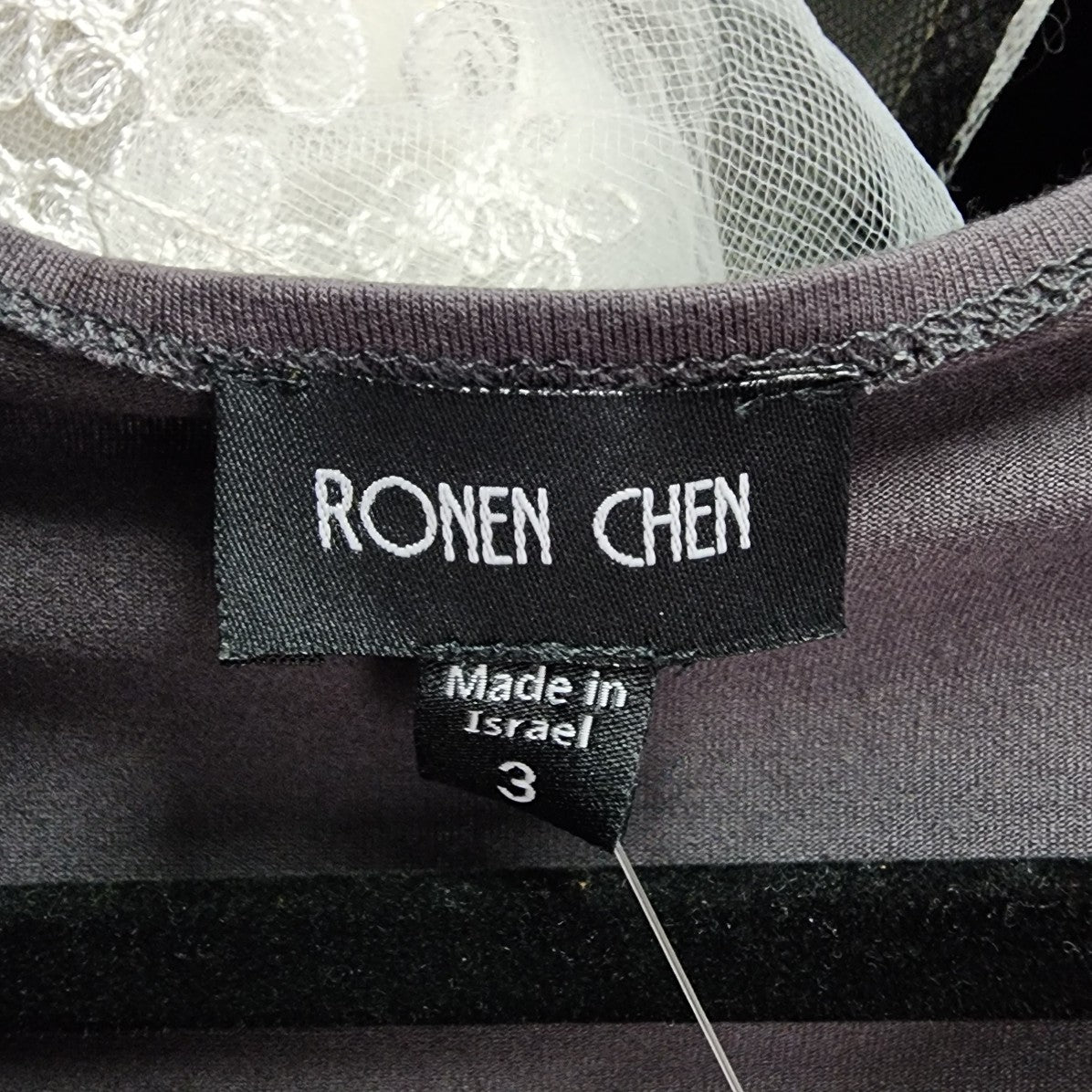 Ronen Chen Grey Chiffon Kaleidoscope Print Tunic Top Size M