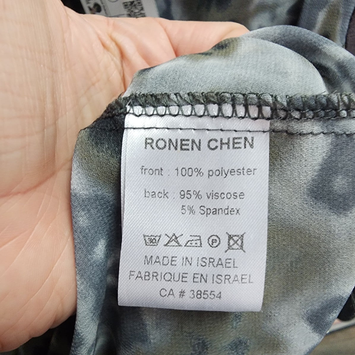 Ronen Chen Grey Chiffon Kaleidoscope Print Tunic Top Size M