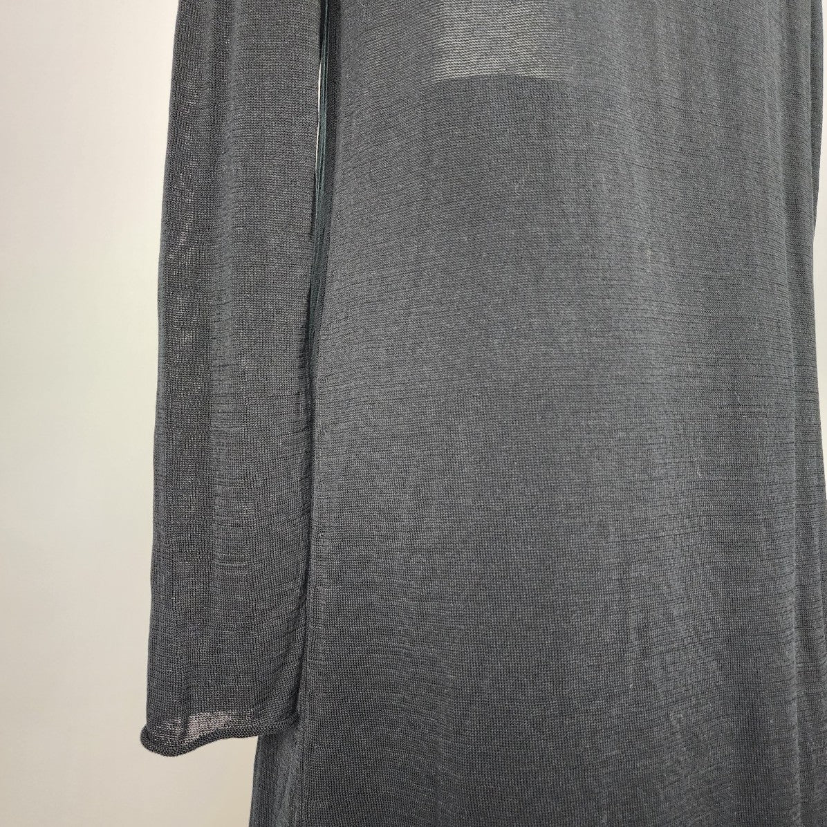 Sarah Pachini Cotton Black Knit Sheer Long Sweater Dress Size M