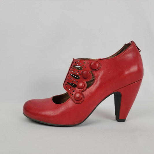 Miz Mooz Red Leather Mary Jane Heeled Shoes Size 9