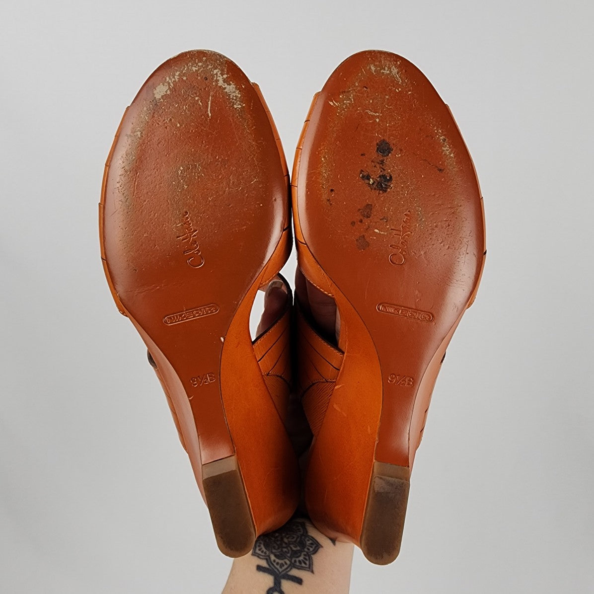 Cole Haan Orange Leather Slide Heeled Sandals Size 9.5