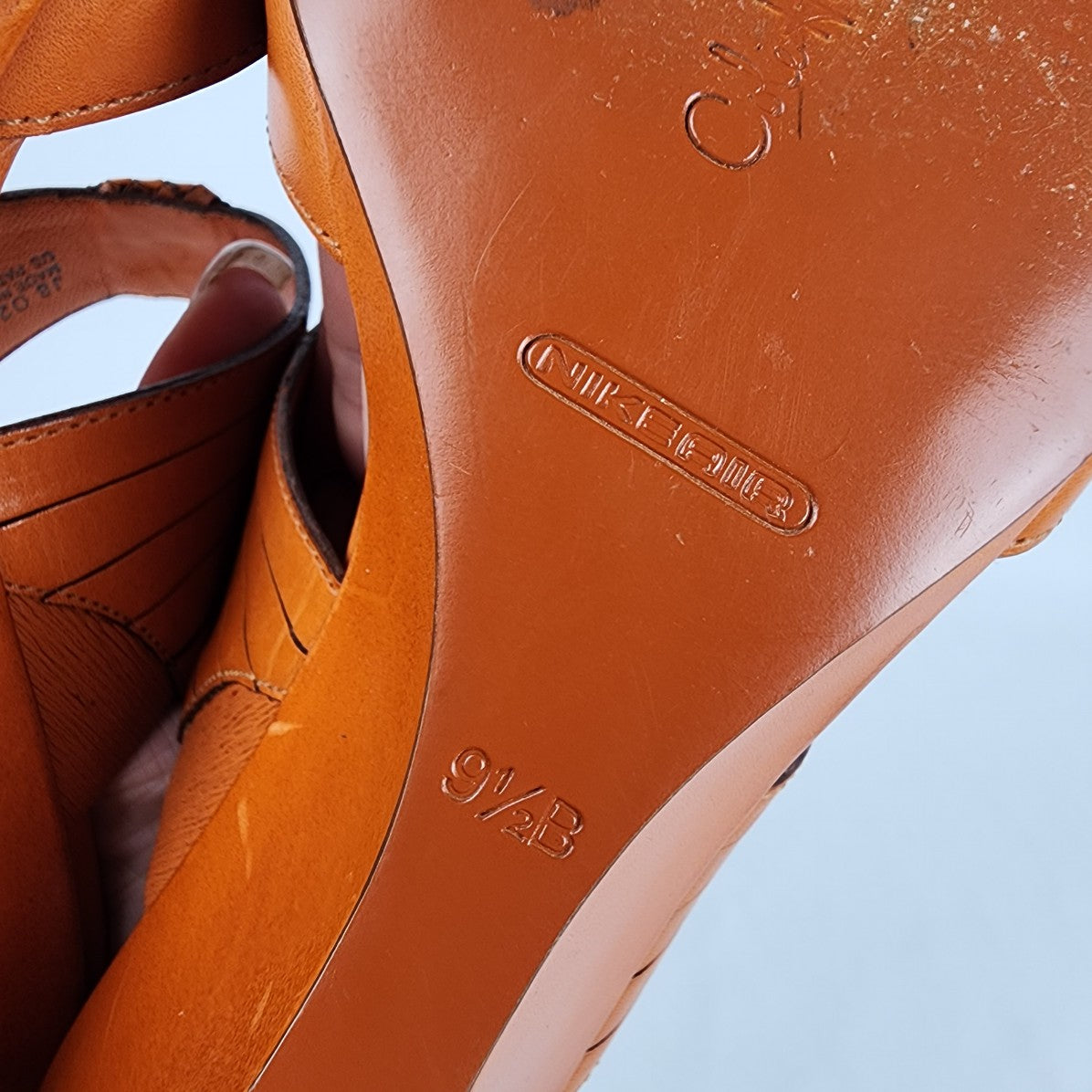 Cole Haan Orange Leather Slide Heeled Sandals Size 8.5