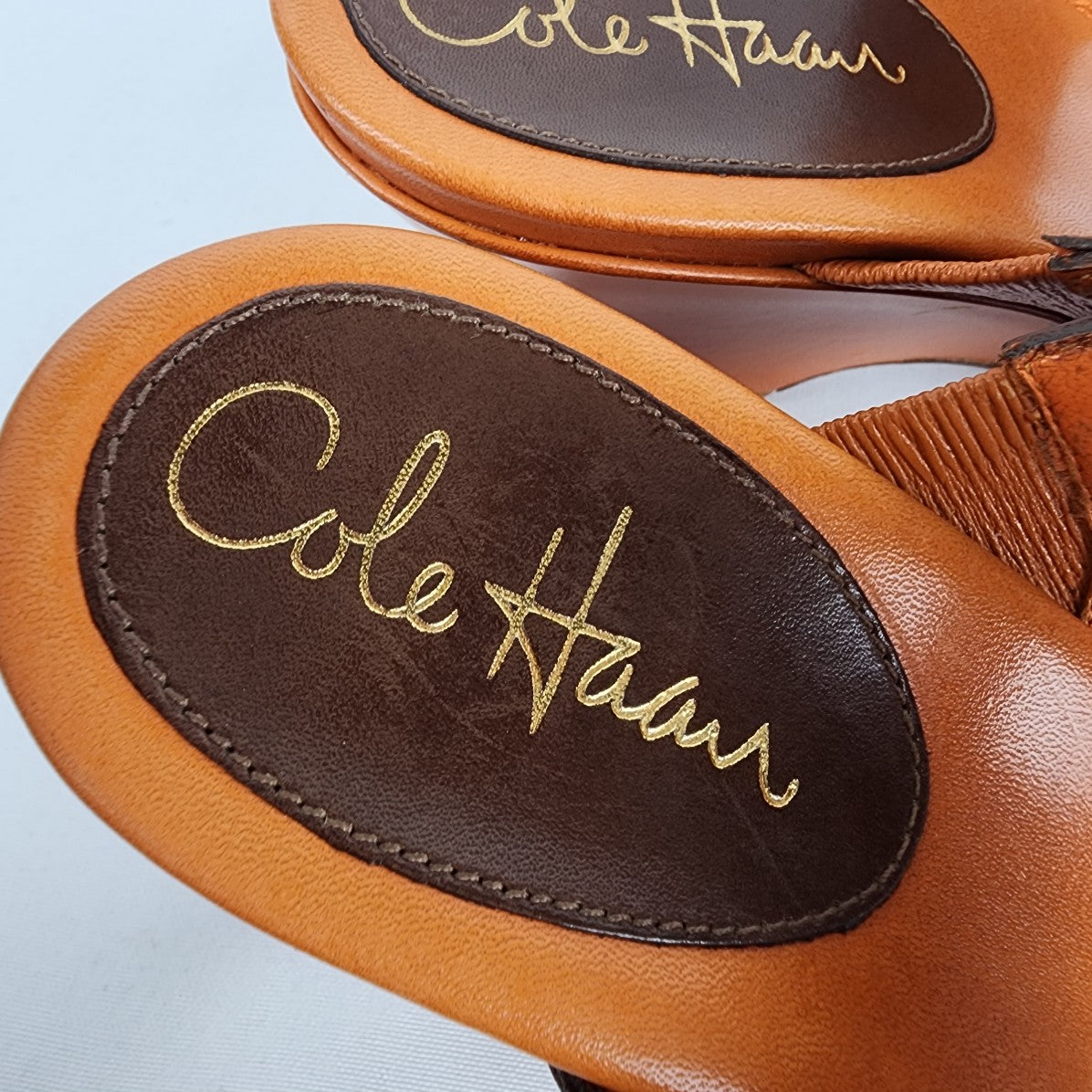 Cole Haan Orange Leather Slide Heeled Sandals Size 9.5