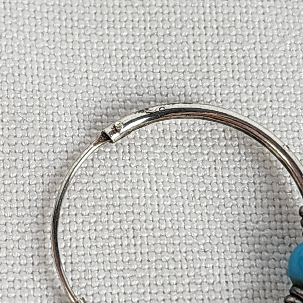 925 Sterling Silver Blue Bead Hoop Earrings