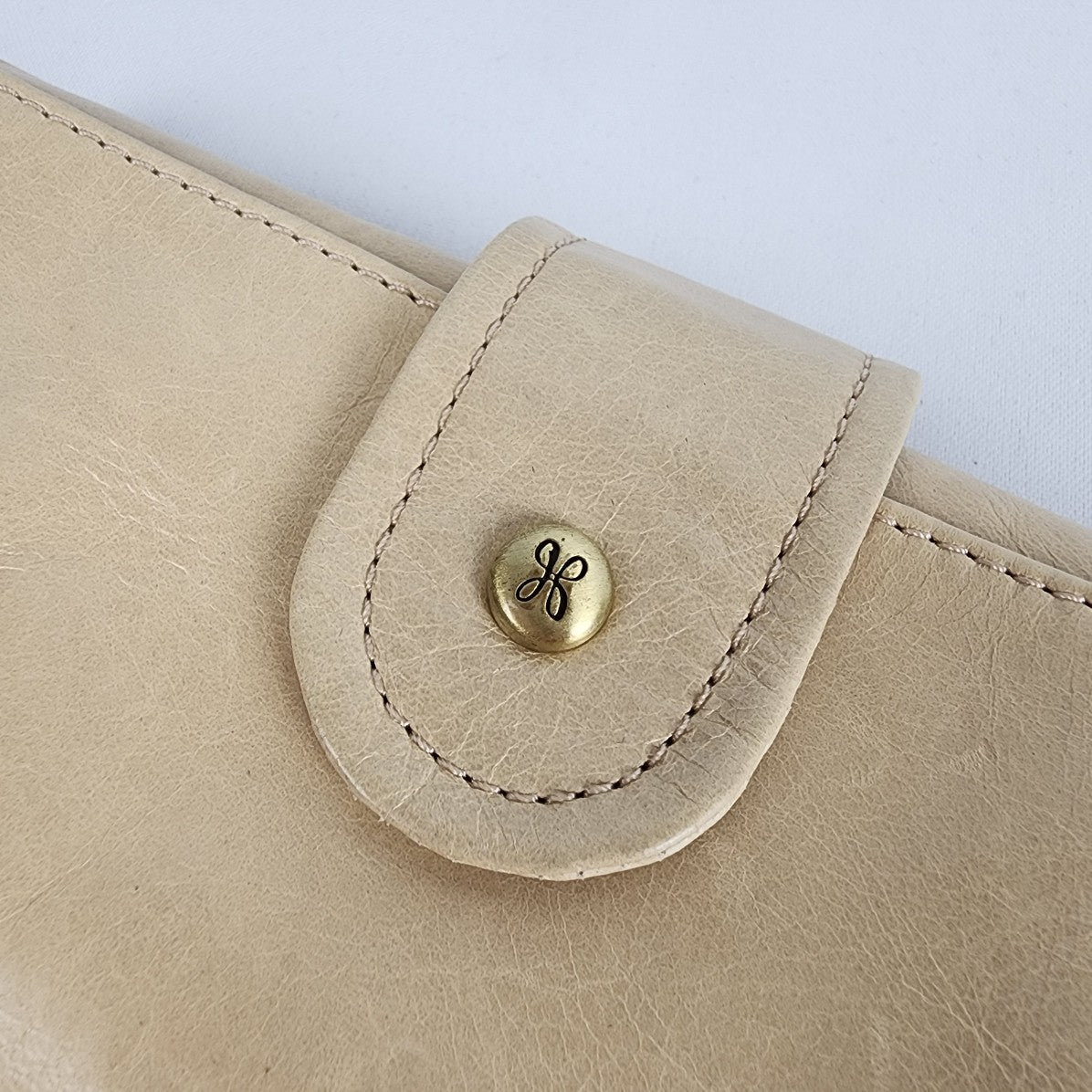 Hobo Cream Leather Zip Around Wallet
