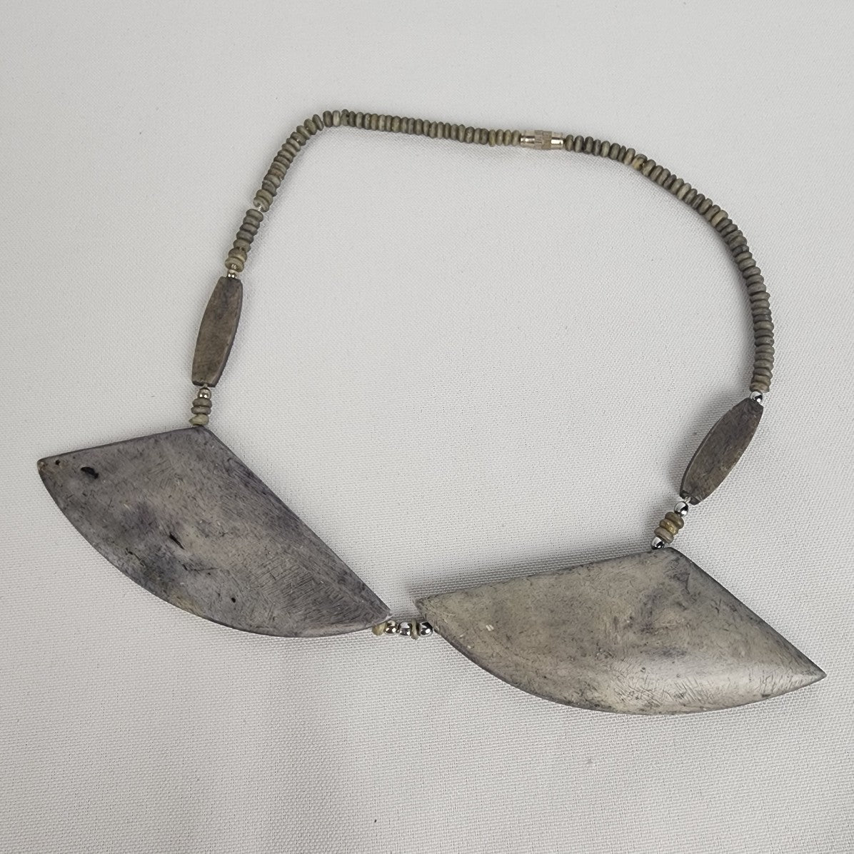 Handmade Grey Slate Stone Beaded Necklace