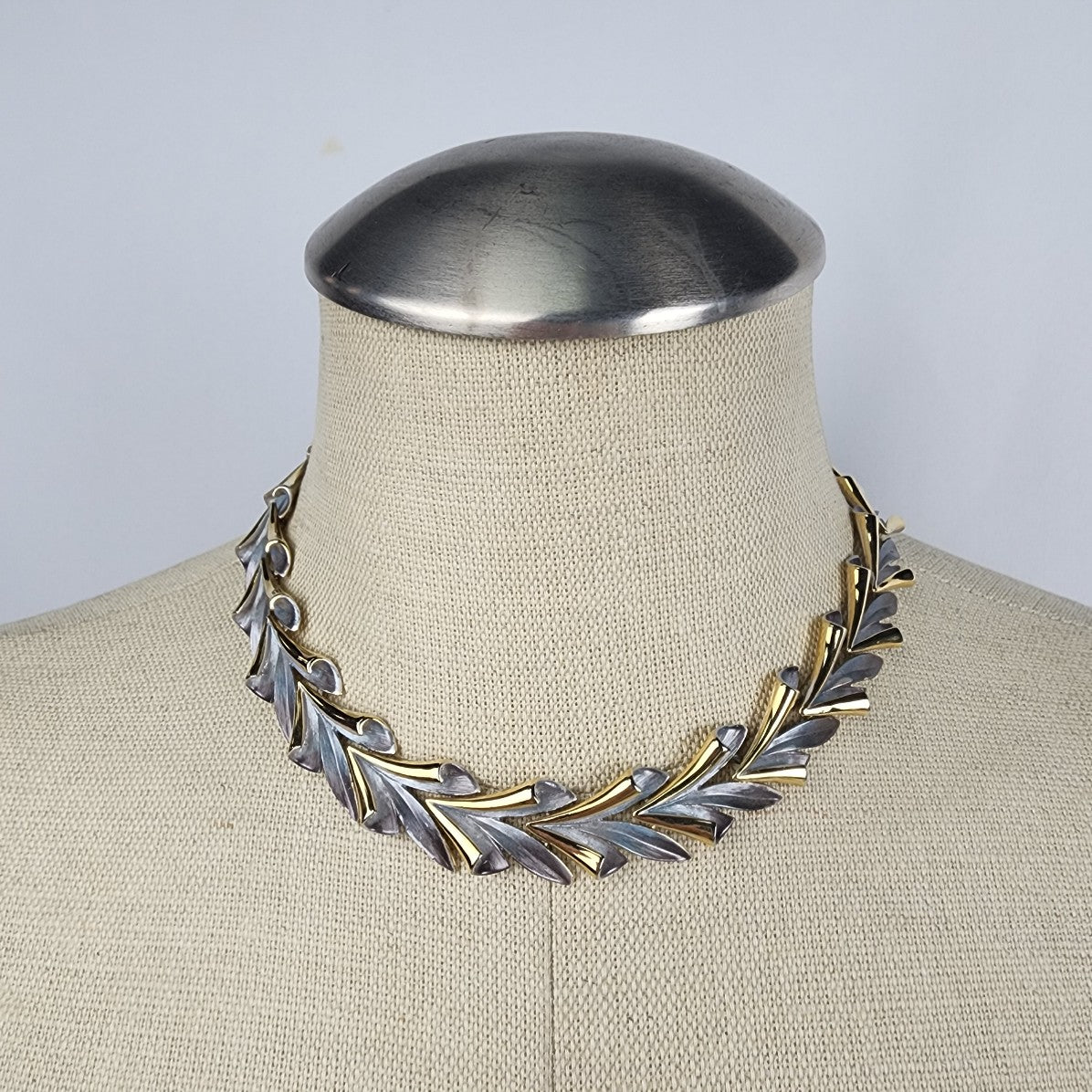 Vintage Silver & Gold Leaf Collar Necklace