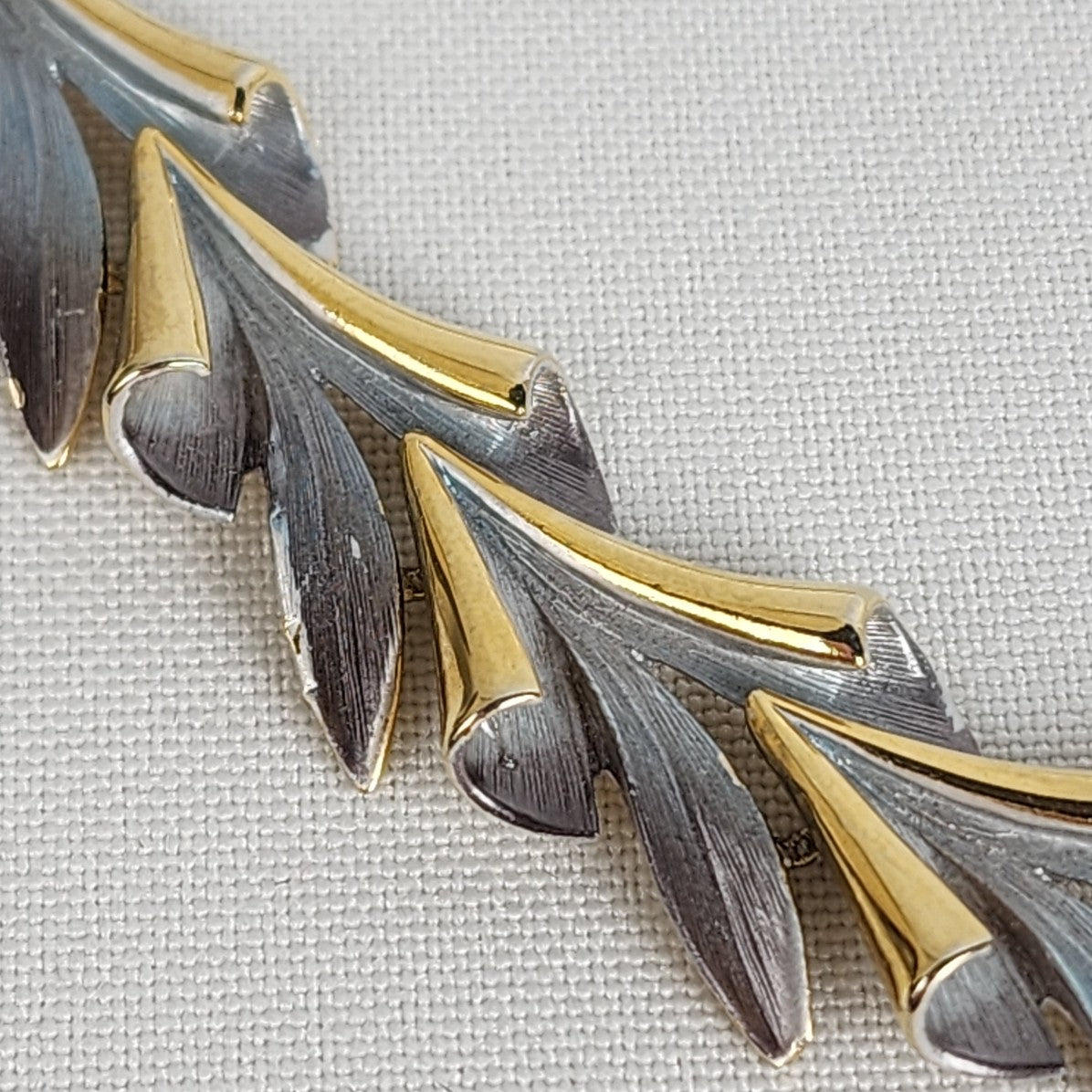 Vintage Silver & Gold Leaf Collar Necklace