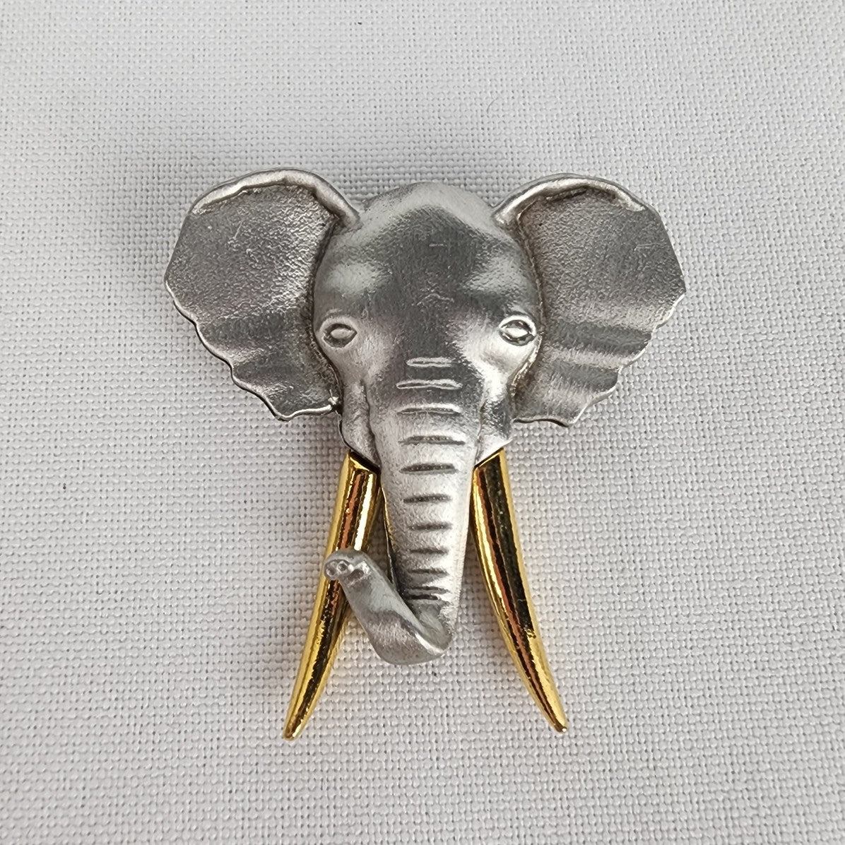 Vintage JJ Elephant Silver & Gold Tone Brooch