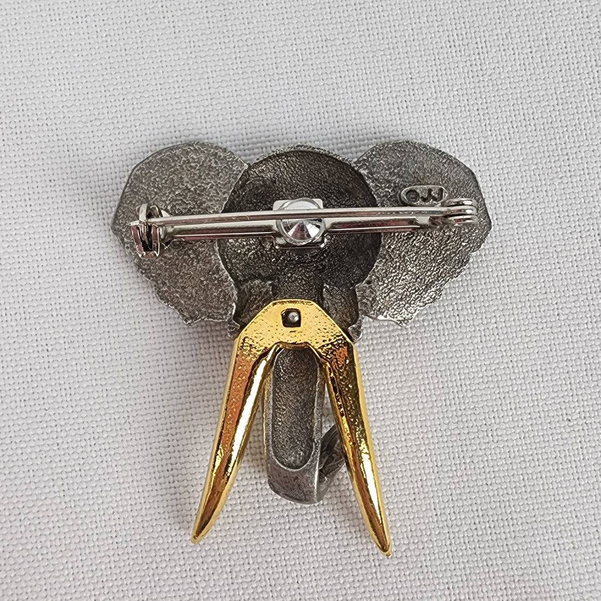 Vintage JJ Elephant Silver & Gold Tone Brooch